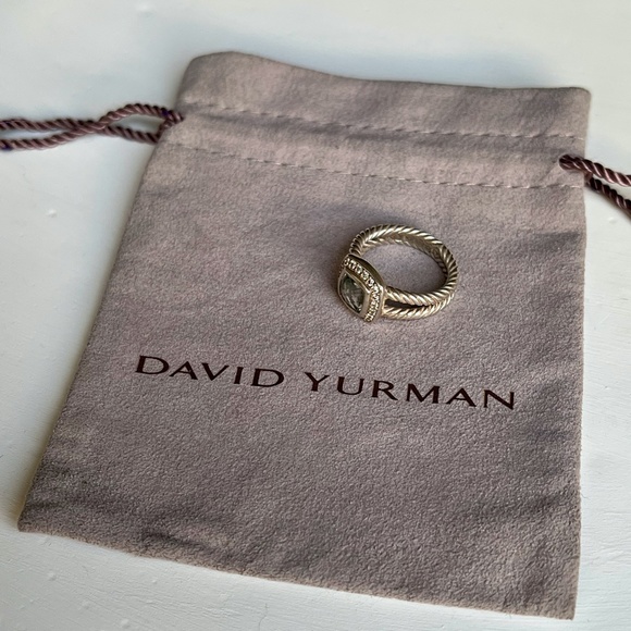 David Yurman Petite Albion® Ring with Prasiolite and Diamonds, sz 6.5 - Picture 9 of 10